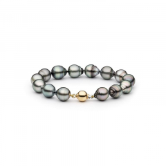 Elegantes Perlenarmband schwarz Tahiti Circle